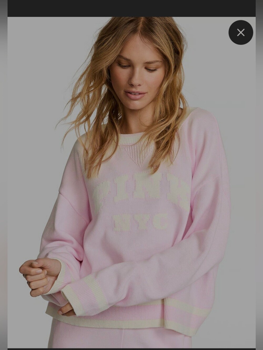 PINK Victoria's Secret Light Pink Crewneck Sweater with Contrast Trim